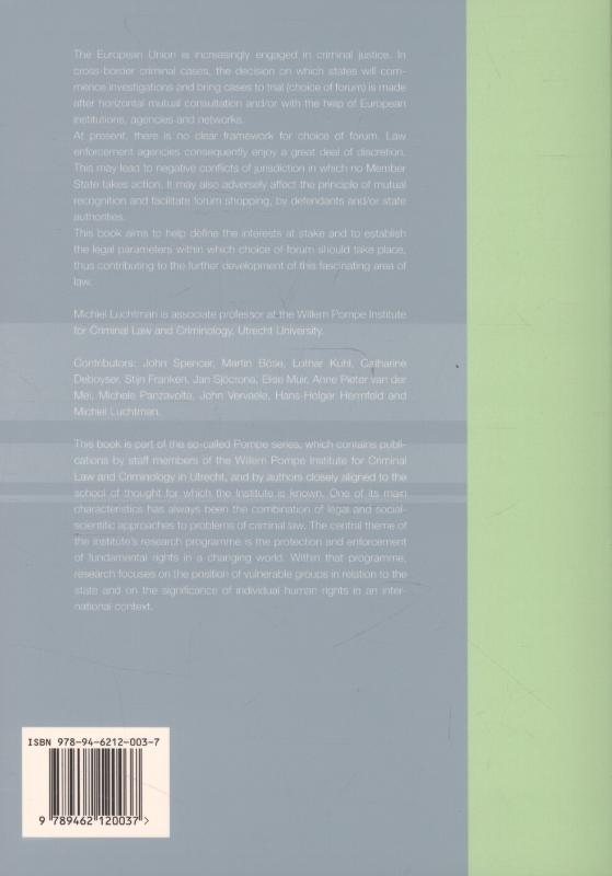 Achterkant van Choice of forum in cooperation against EU financial crime
