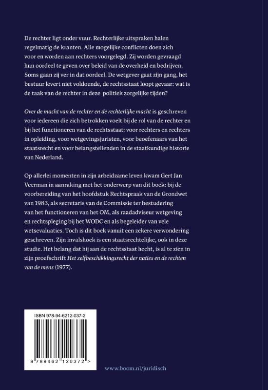 Achterkant van Over de macht van de rechter en de rechterlijke macht