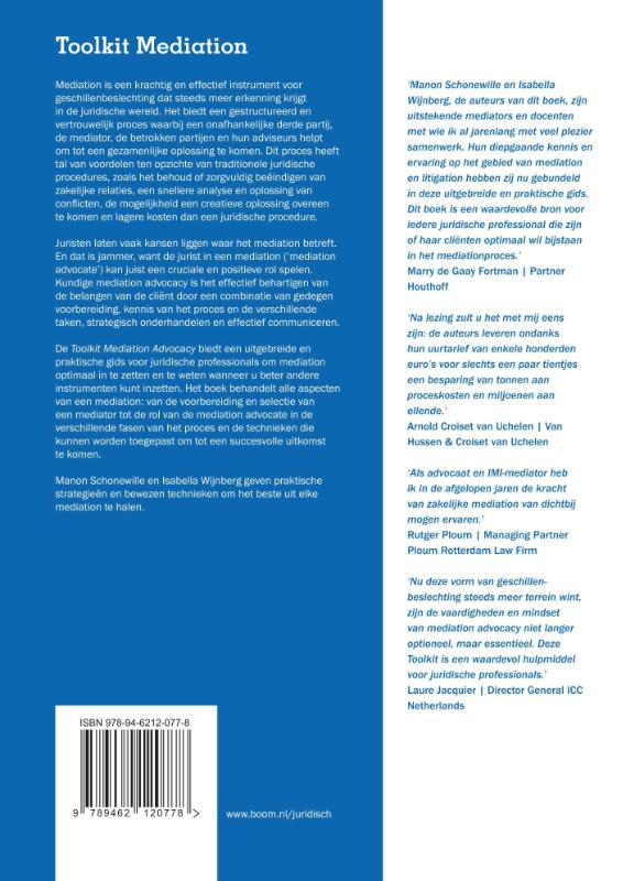 Achterkant van Toolkit Mediation Advocacy