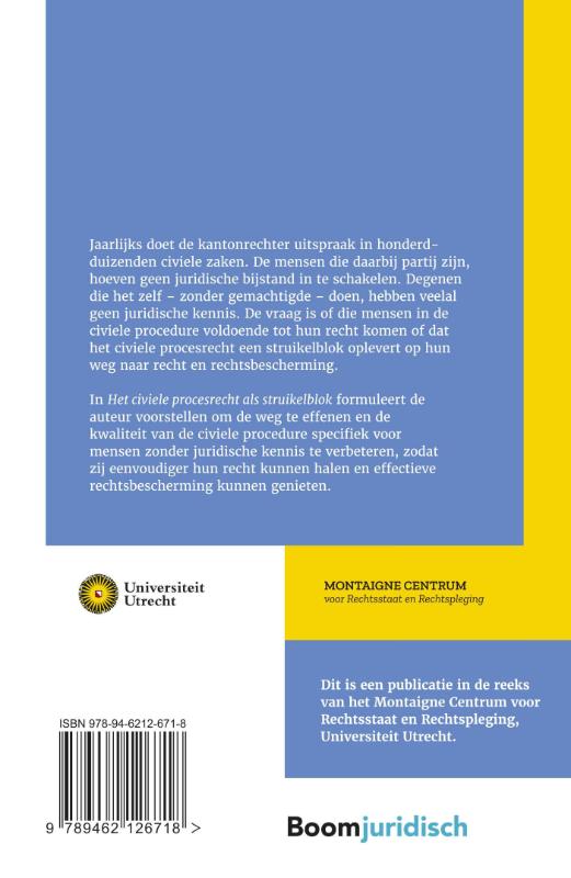 Achterkant van Het civiele procesrecht als struikelblok