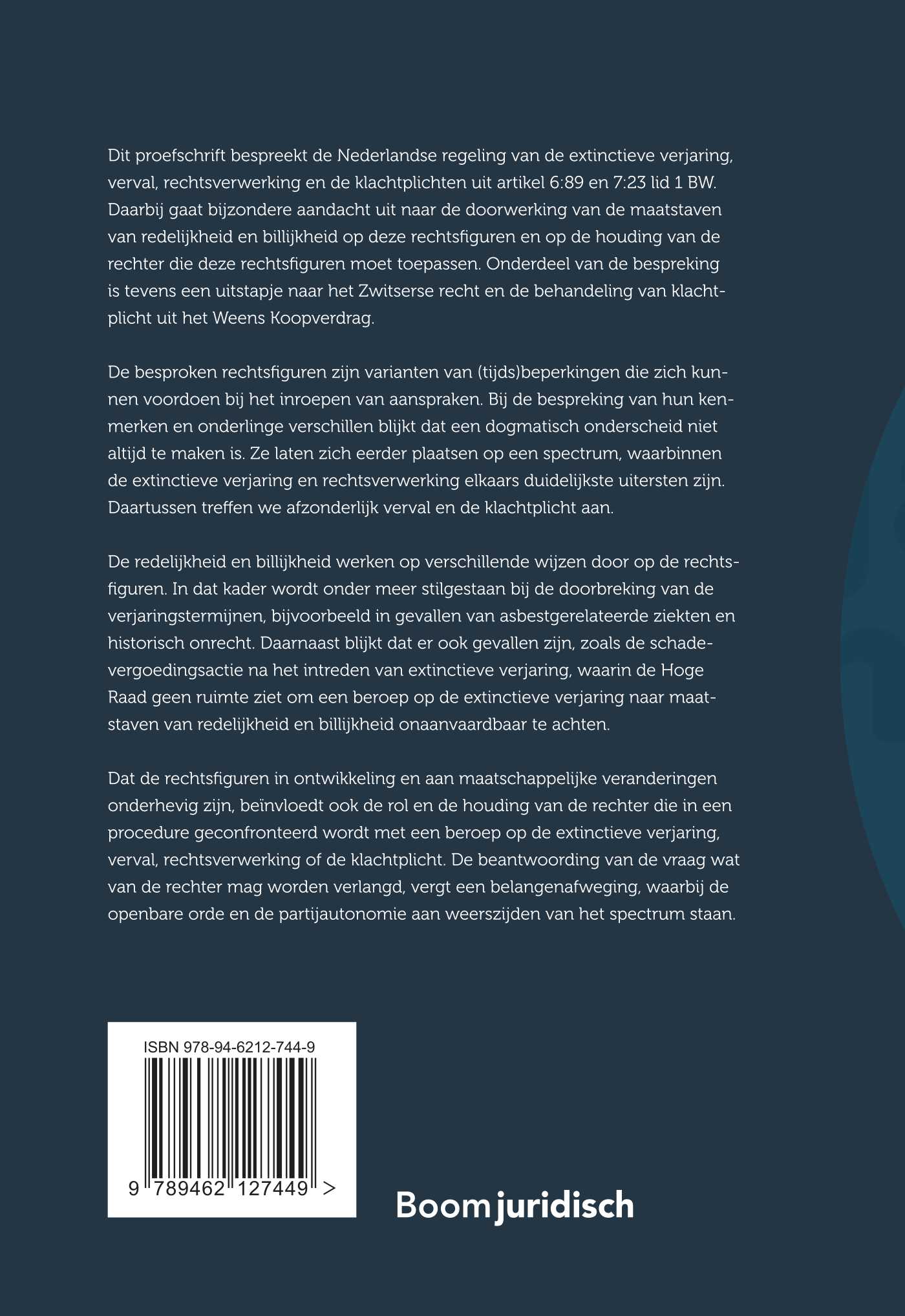 Achterkant van Grondslagen van de extinctieve verjaring, verval, rechtsverwerking en de klachtplicht in rechtsvergelijkend perspectief