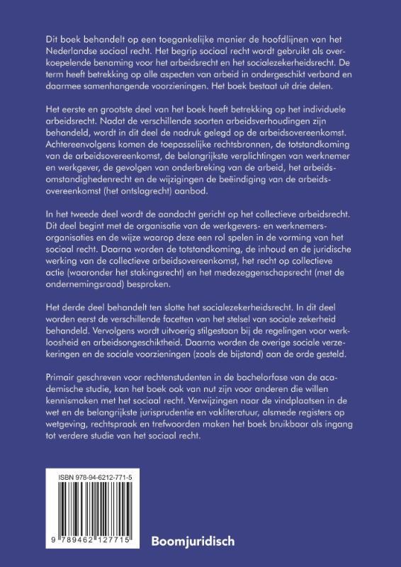 Achterkant van Inleiding Nederlands sociaal recht