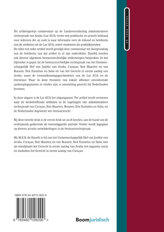 Achterkant van Landsverordening administratieve rechtspraak Aruba