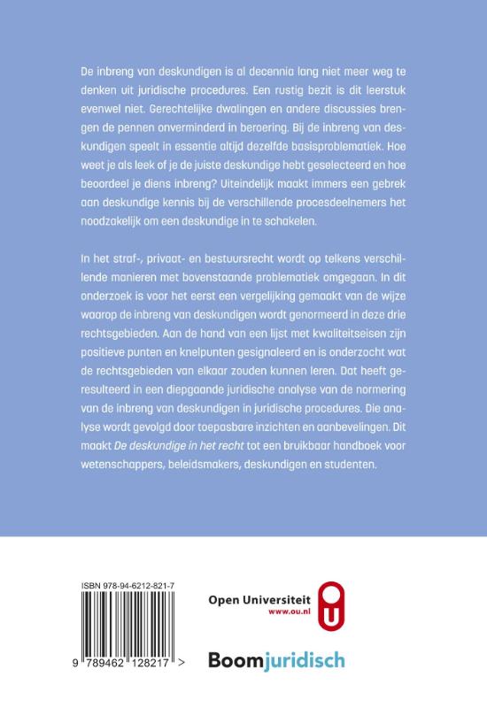 Achterkant van De deskundige in het recht