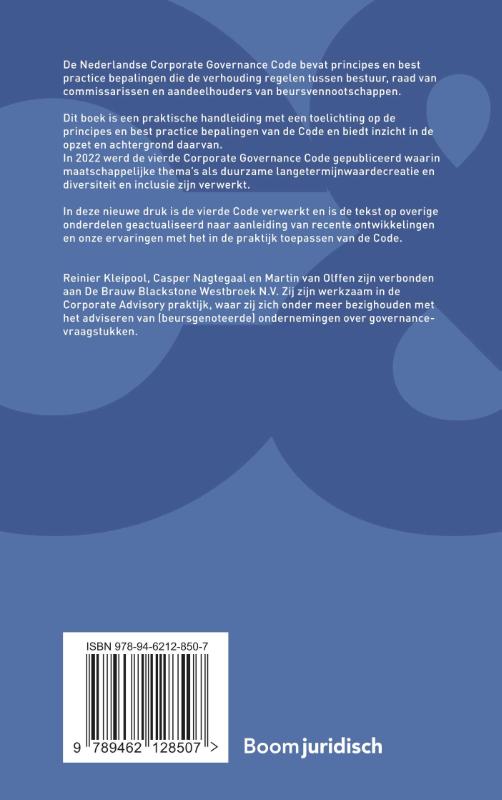 Achterkant van Corporate Governance Code