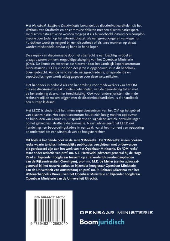 Achterkant van Handboek Strafbare Discriminatie
