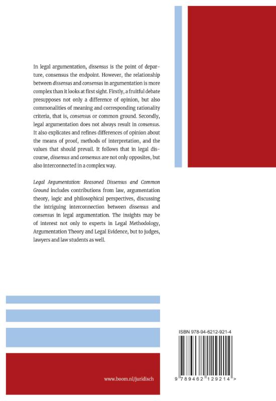 Achterkant van Legal Argumentation: Reasoned Dissensus and Common Ground