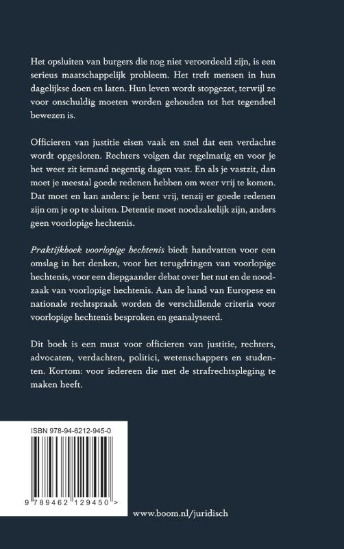 Achterkant van Praktijkboek voorlopige hechtenis