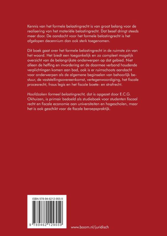 Achterkant van Hoofdzaken formeel belastingrecht