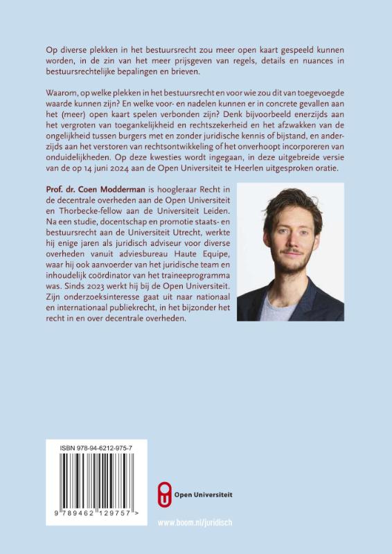 Achterkant van Open kaart spelen in het bestuursrecht