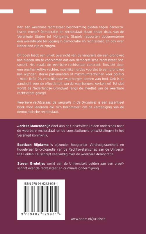 Achterkant van Weerbare rechtsstaat: de vangrails in de Grondwet