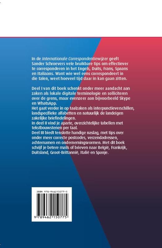 Achterkant van Internationale correspondentiewijzer