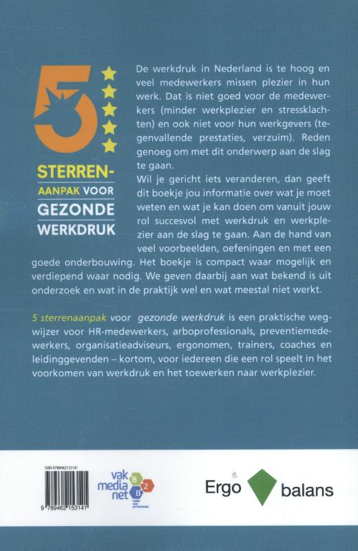 Achterkant van 5 sterren aanpak voor gezonde werkdruk