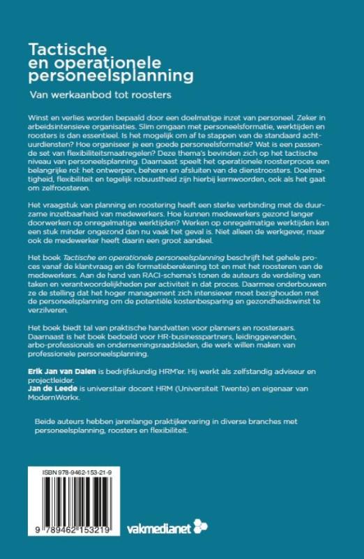 Achterkant van Tactische en operationele personeelsplanning