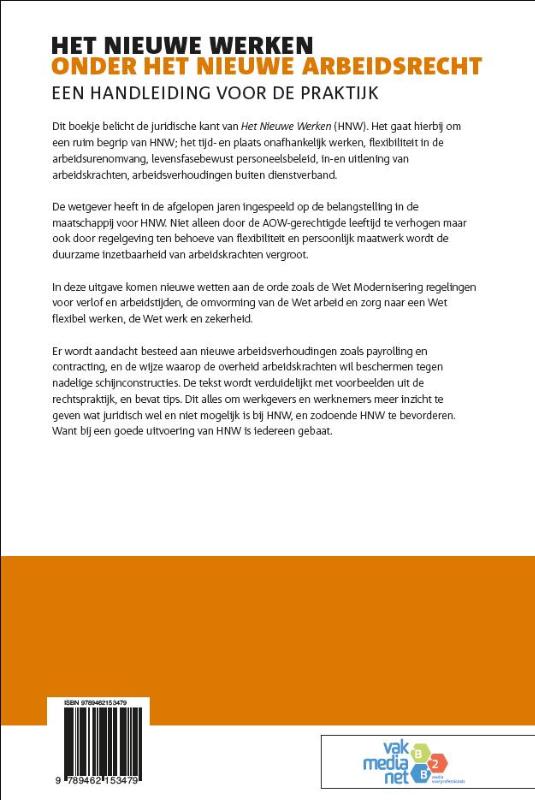 Achterkant van Het nieuwe werken onder het nieuwe arbeidsrecht