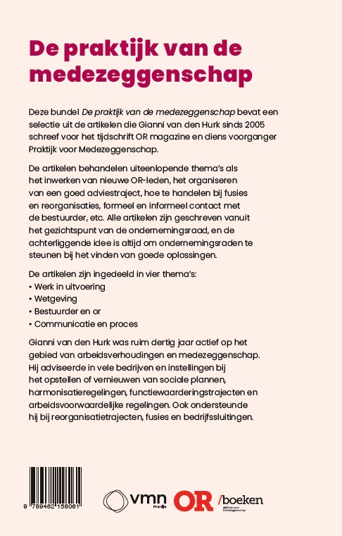 Achterkant van De praktijk van de medezeggenschap’