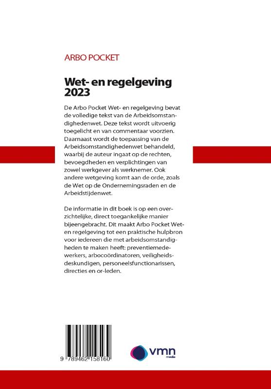 Achterkant van Arbo Pocket Wet- en regelgeving 2023