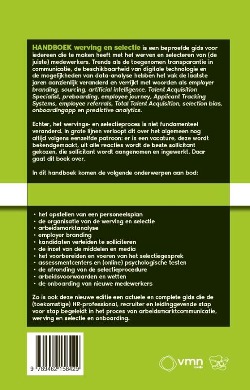 Achterkant van Handboek werving en selectie