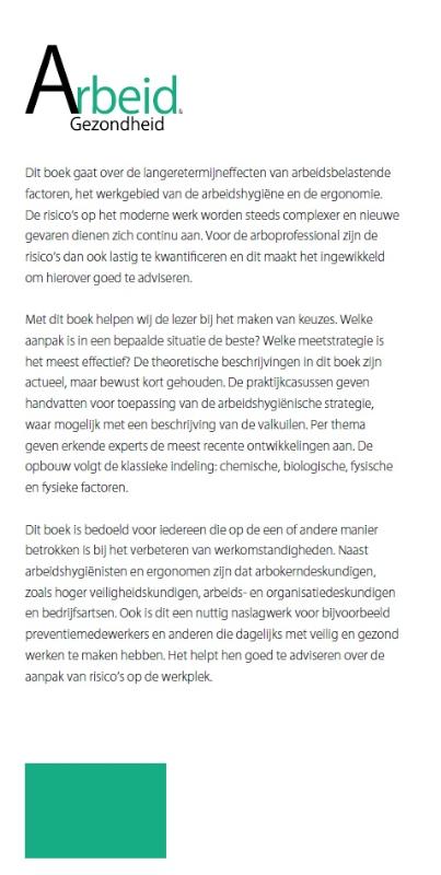 Achterkant van Arbeid & gezondheid