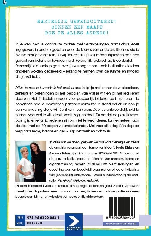 Achterkant van Dit is de maand waarin ik het anders doe