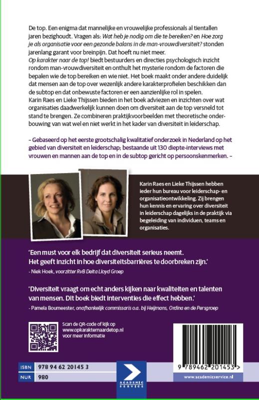 Achterkant van Op karakter naar de top!