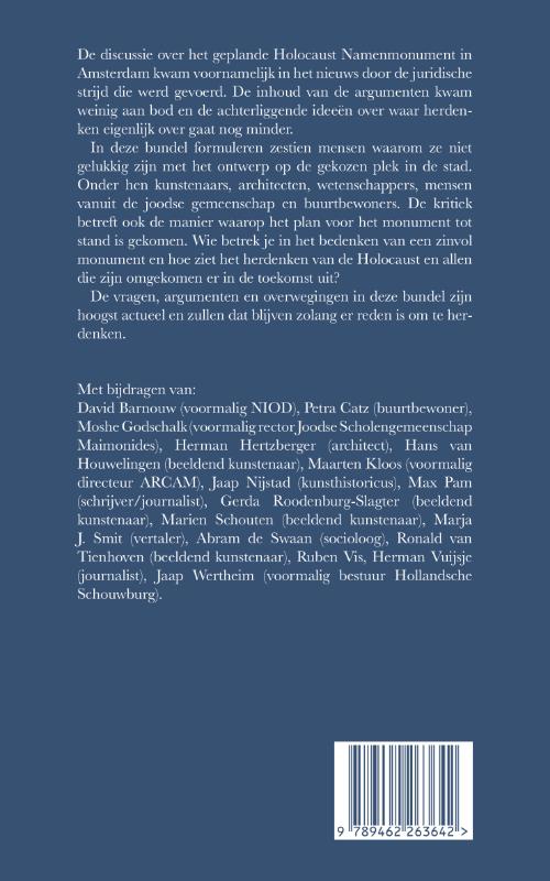 Achterkant van Bedenkt eer gij herdenkt