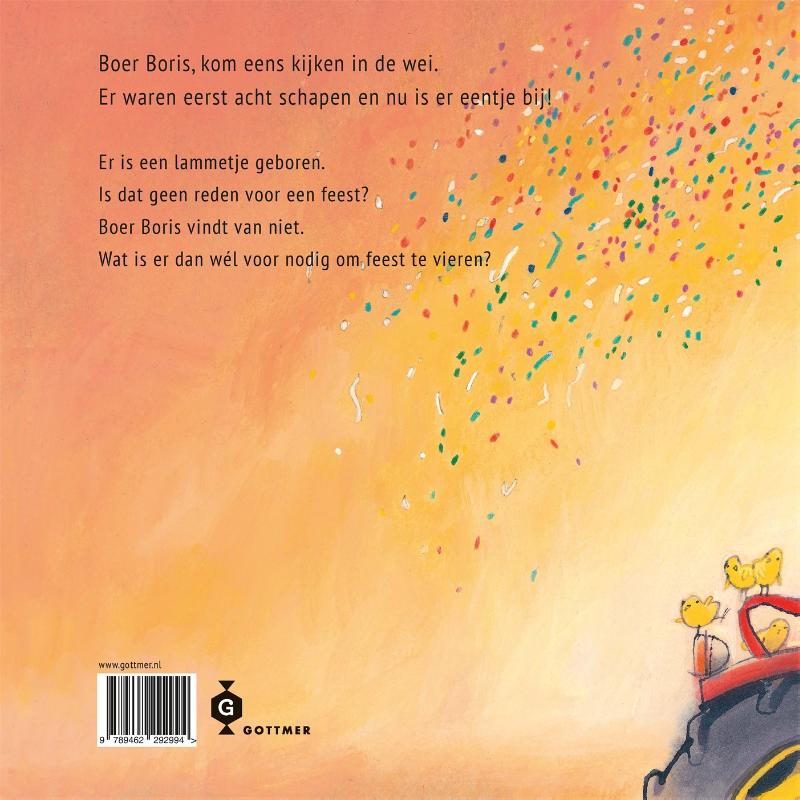 Achterkant van Boer Boris, wij willen feest!