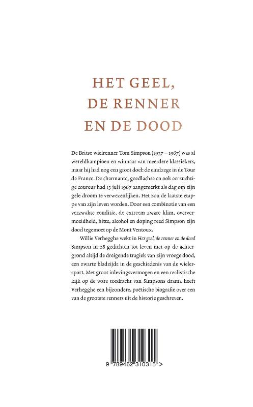 Achterkant van Het geel, de renner en de dood