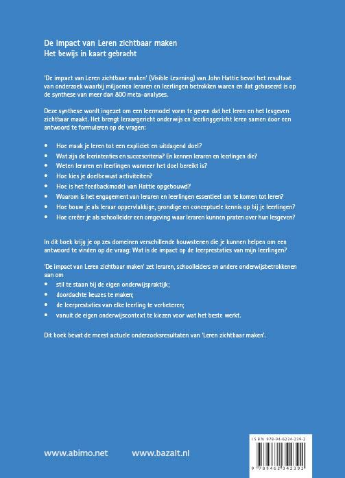Achterkant van De impact van leren zichtbaar maken