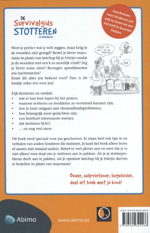 Achterkant van De survivalgids stotteren