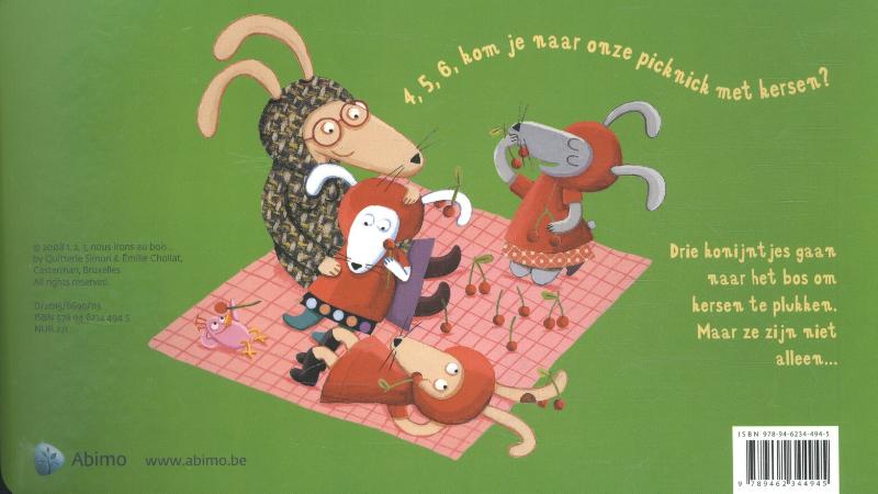 Achterkant van 1, 2, 3, wij gaan naar het bos
