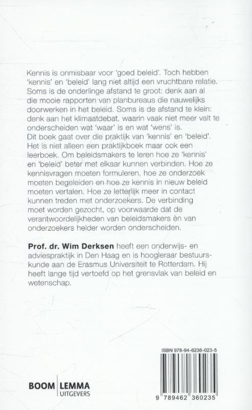Achterkant van Kennis en beleid verbinden