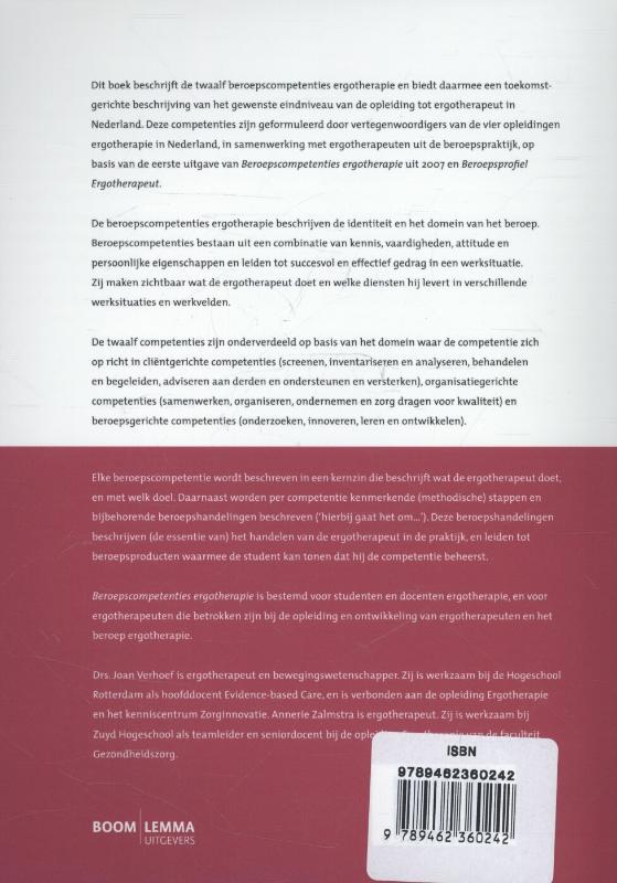 Achterkant van Beroepscompetenties ergotherapie