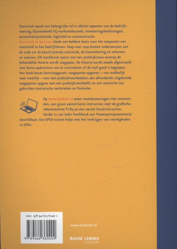 Achterkant van Statistiek in business