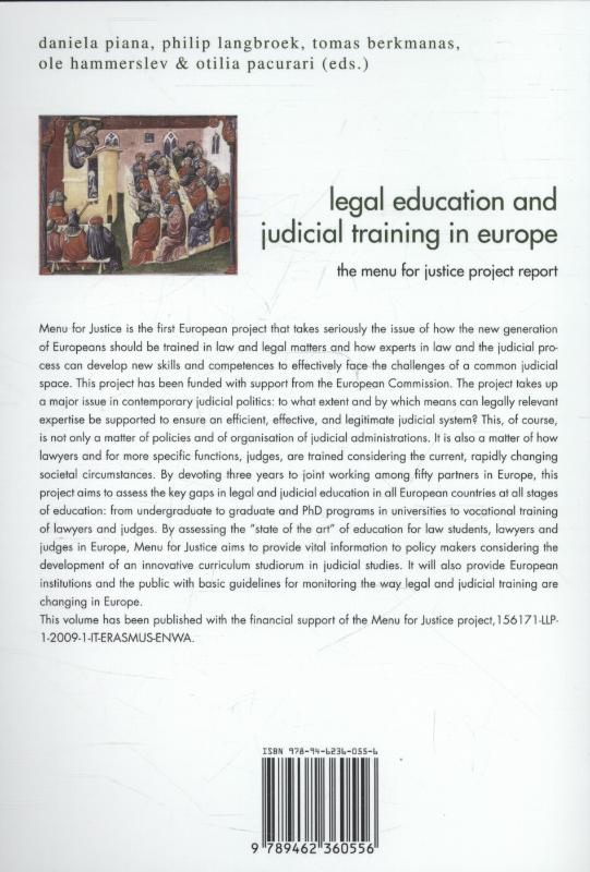 Achterkant van Legal education and judicial training in Europe