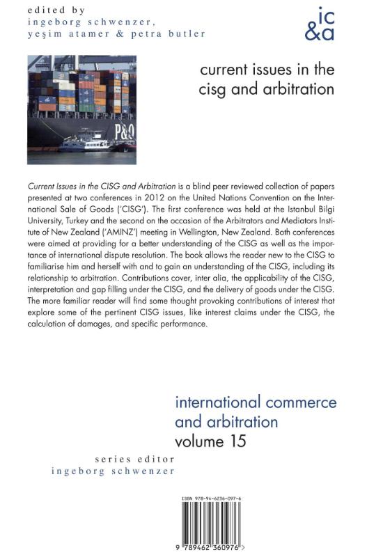 Achterkant van Current issues in cisg and arbitration