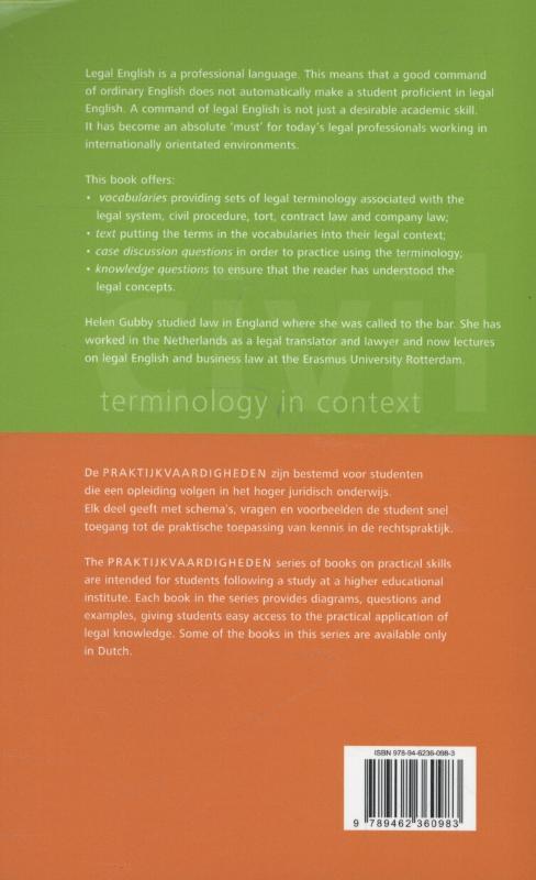 Achterkant van Practical legal English: legal terminology