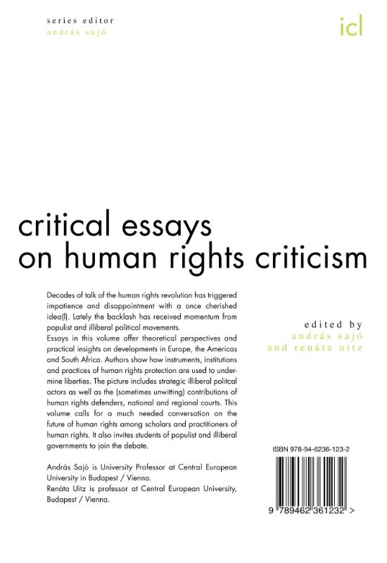 Achterkant van Critical Essays on Human Rights Criticism