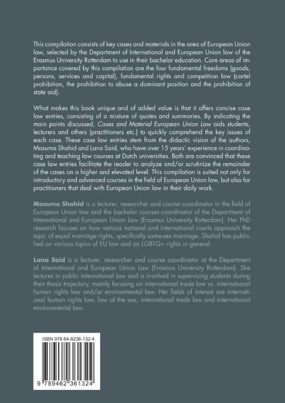 Achterkant van Cases and Materials European Union Law