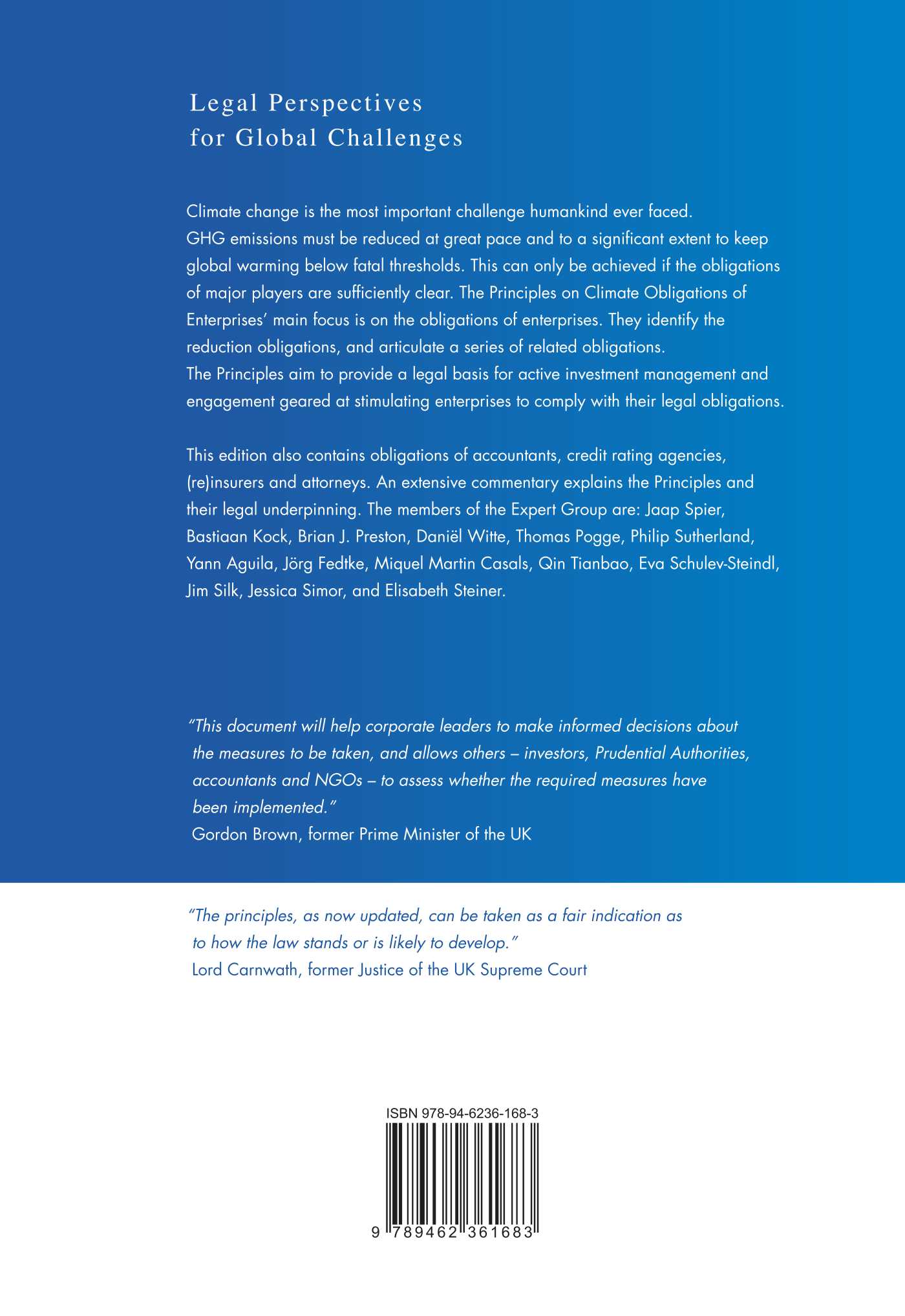 Achterkant van Principles on Climate Obligations of Enterprises