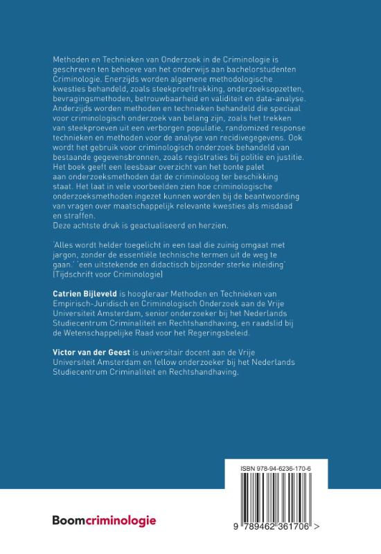 Achterkant van Methoden en Technieken van Onderzoek in de Criminologie
