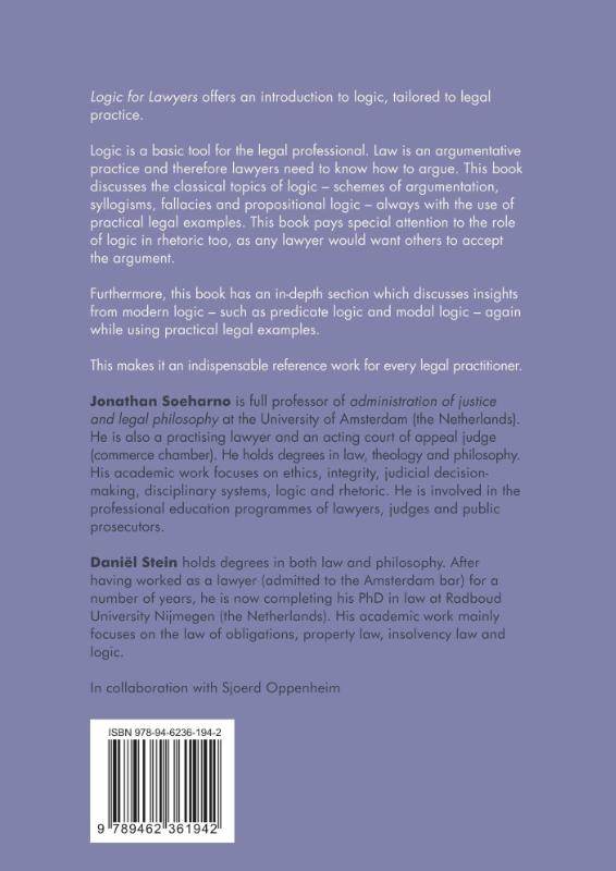 Achterkant van Logic for Lawyers
