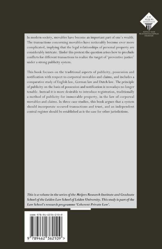 Achterkant van The Rationale of Publicity in the Law of Corporeal Movables and Claims
