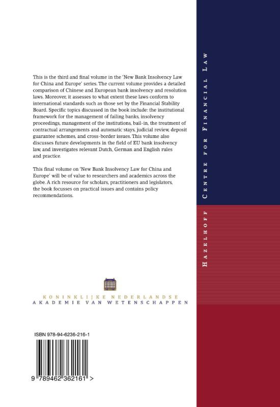 Achterkant van New Bank Insolvency Law for China and Europe