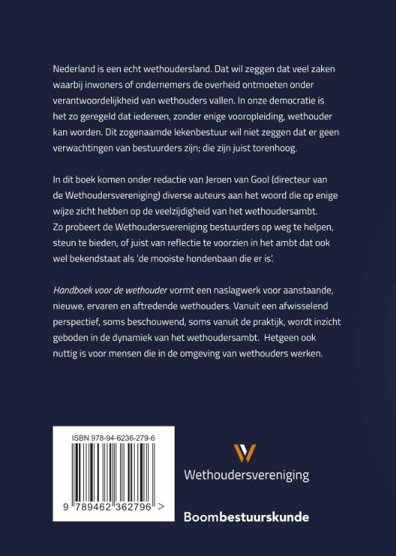Achterkant van Handboek voor de wethouder