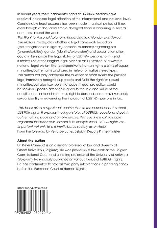 Achterkant van The Right to Personal Autonomy Regarding Sex, Gender and Sexual Orientation