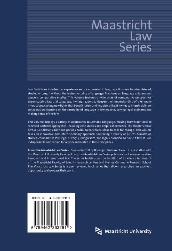 Achterkant van Comparative Perspectives on Law and Language