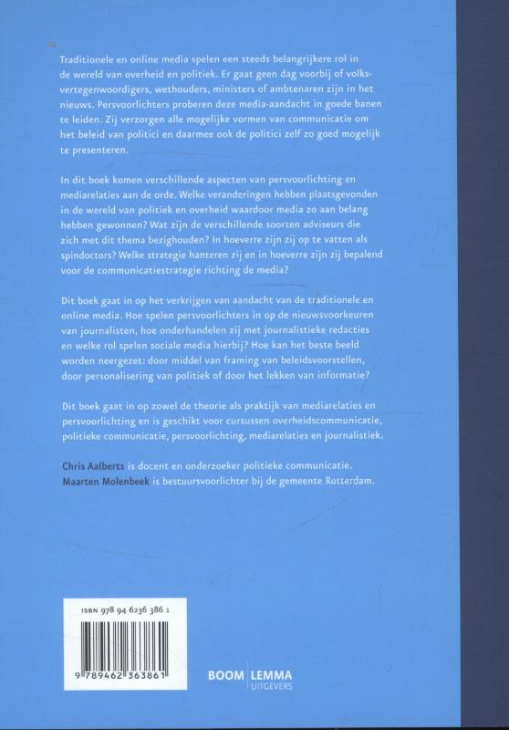 Achterkant van Mediarelaties en persvoorlichting