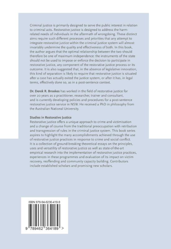 Achterkant van Restorative Justice and Criminal Justice