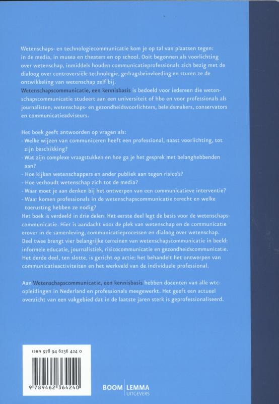 Achterkant van Wetenschapscommunicatie, een kennisbasis